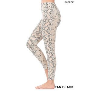 Fleece Leggings Thick and Warm - stretchy slimming design - Snake Print